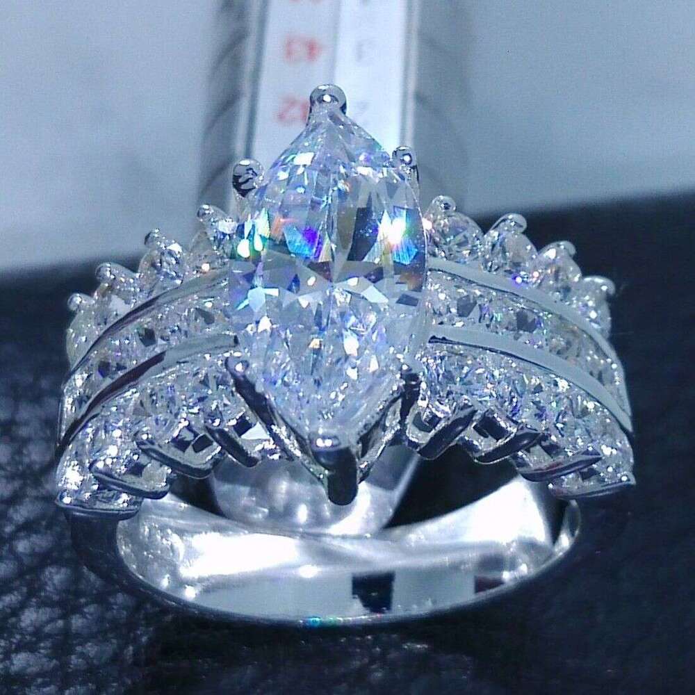 Sier Topaz CZ Wedding Ring - Sterg Sier, White Topaz, Size 6-10, Free Shipping dh910320090