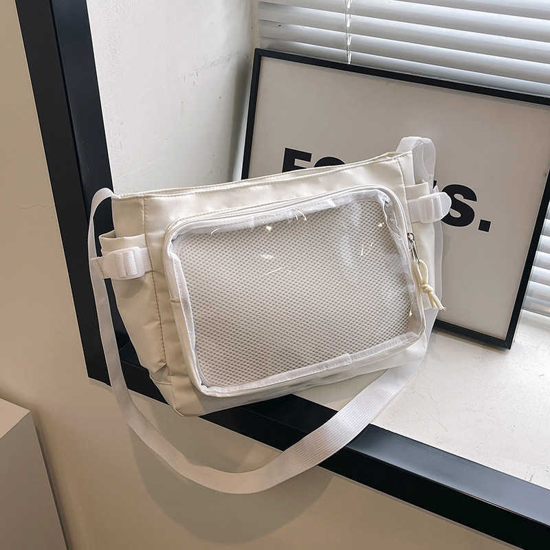 Teenage student in class heart transparent layer crossbody bag trendy commuting tote handbag shoulder bag carrying pain bag 241202