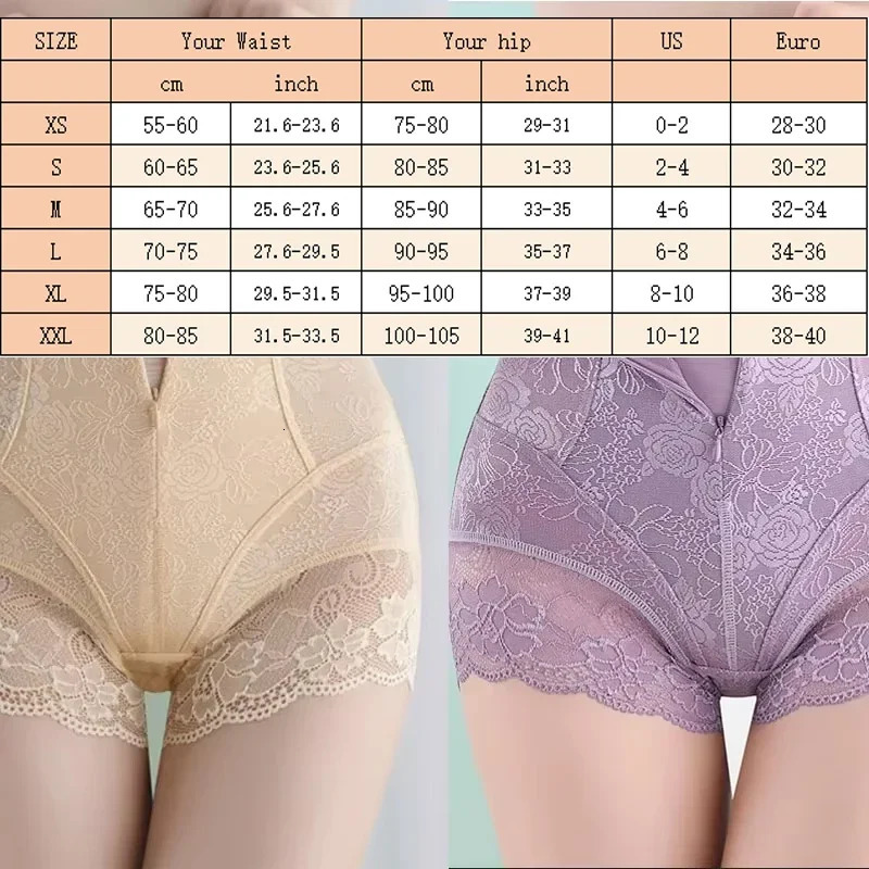 GUUDIA Hook Zipper Clre Lace High Waist Tummy Control Shapewear Panty Invisable Slimming Shaping Women Underwear Shaper 241121
