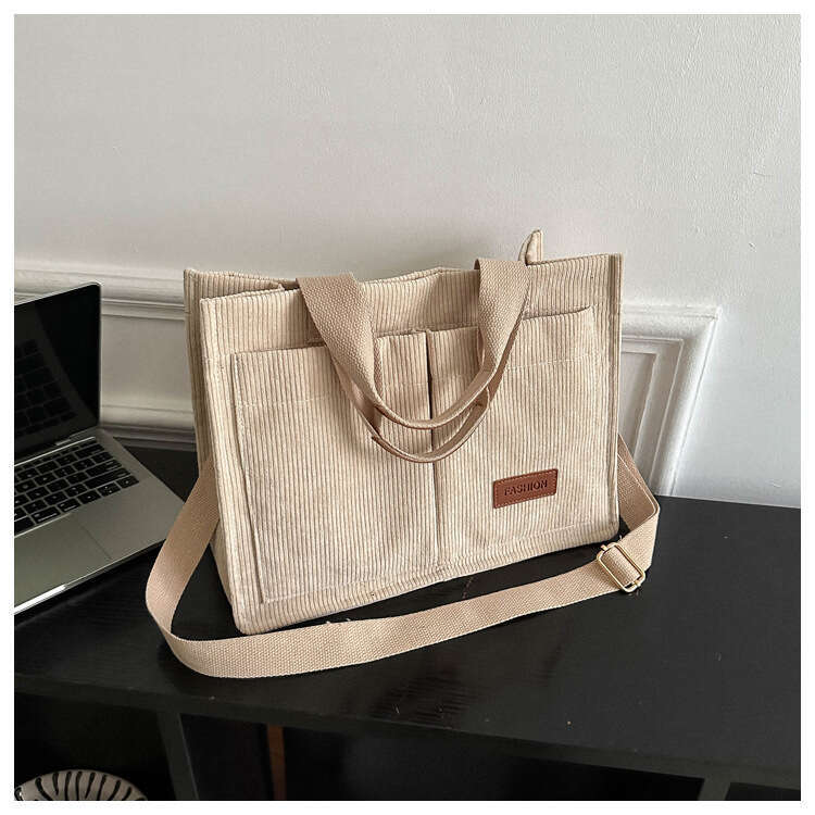 New Corduroy Large Capacity Handbag, Single Shoulder Crossbody Bag, Casual, Fashionable And Versatile B1
