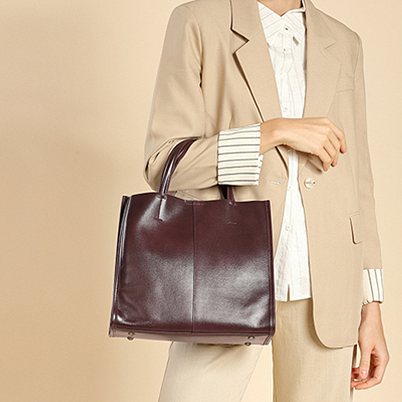 Toptrends Genuine Leather Vertical Tote Handbags For Women 2024 Winter Designer Large Capacity Ladies Shoulder Crossbody Bags