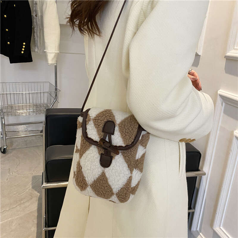 New Autumn And Winter Fur Phone With Contrasting Colors, Stylish Single Shoulder Crossbody Small Bag, Women's Retro Plush Bag B2