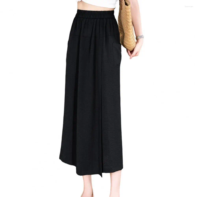 Womens Pants Summer Thin Loose High Waist Slit Casual Skirts Wide Leg