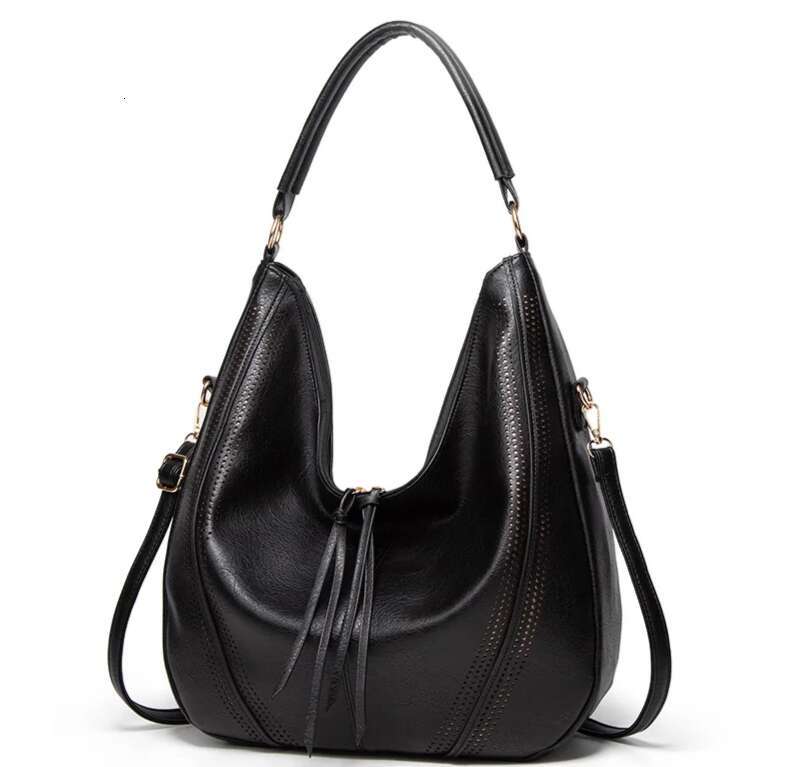 Fringe Hollowed-Out Shoulder Casual Bag Women's Tote Bag Burst Full Pu Leather Texture Independent Designer