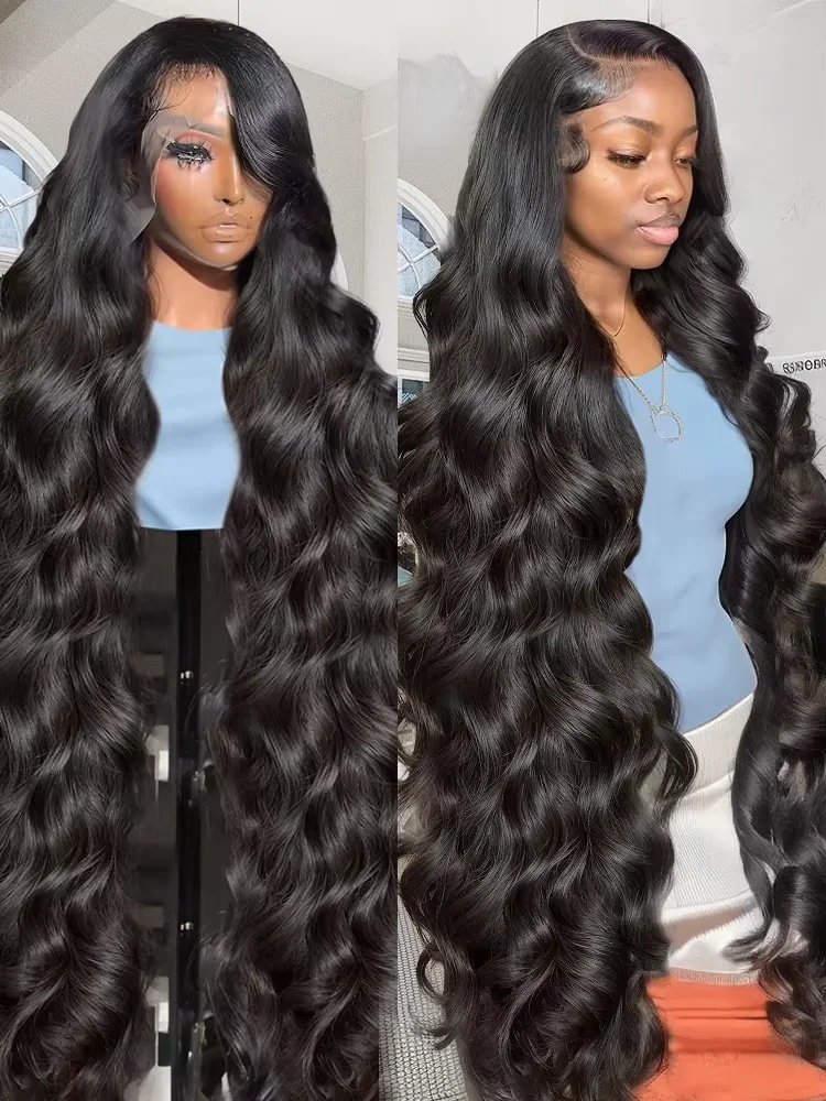 Free shipping Brazilian Hd Body Wave 30 40 Inch Frontal Human Hair 13x4 Pre Plucked Wigs For Women 360 Synthetic Lace Front Wig