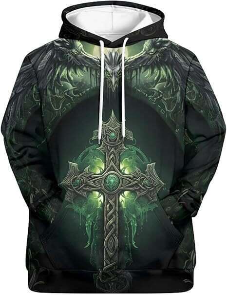 Autumn Winter Men's Viking Totem 3D Printed Long Sleeve Hoodie European and American Hip Hop Trendy Guard