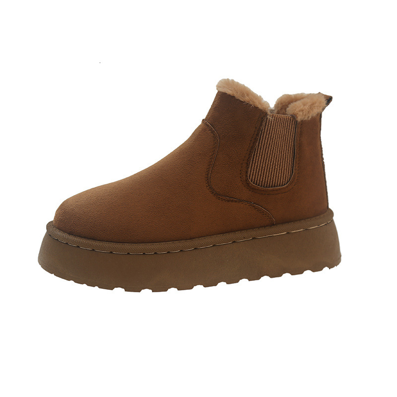 Thick soled snow boots for women, autumn and winter 2024 new model with added fleece and thick warm boots, bread shoes for women, snow boots