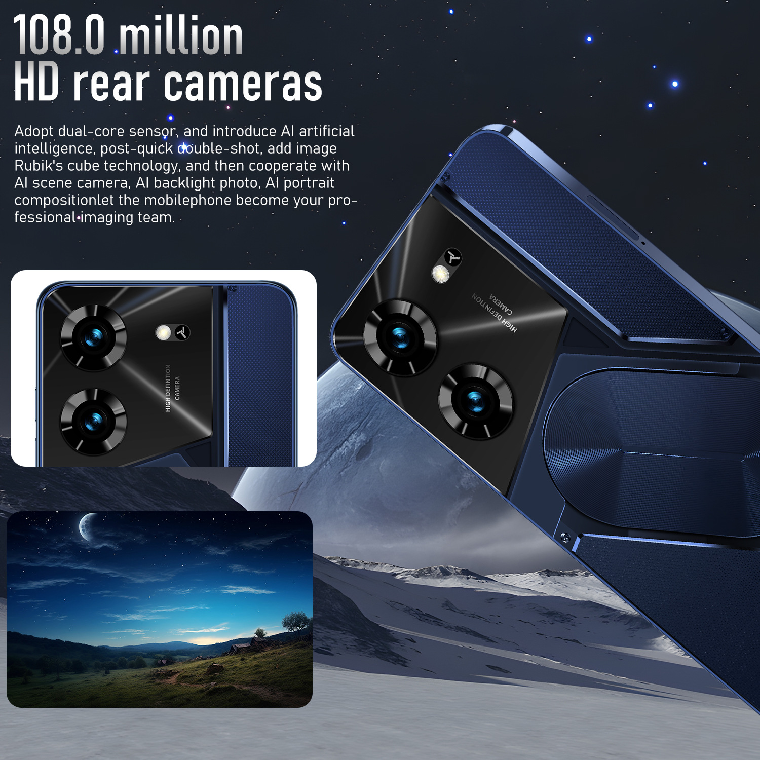 Pova 5 Pro Android Phone 7.3-inch, Android 13 Snapdragon8 Gen 2 CPU,16GB+1TB Cell Phone,72MP+108MP Camera Pixels 6800mAh Battery 5G Dual SIM Card