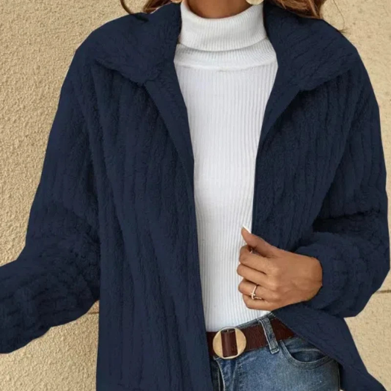 Autumn Winter Fashion Stand Collar Solid Long Sleeve Lamb Wool Jackets Clothing Casual Zipper Pockets Korean Tops 241121