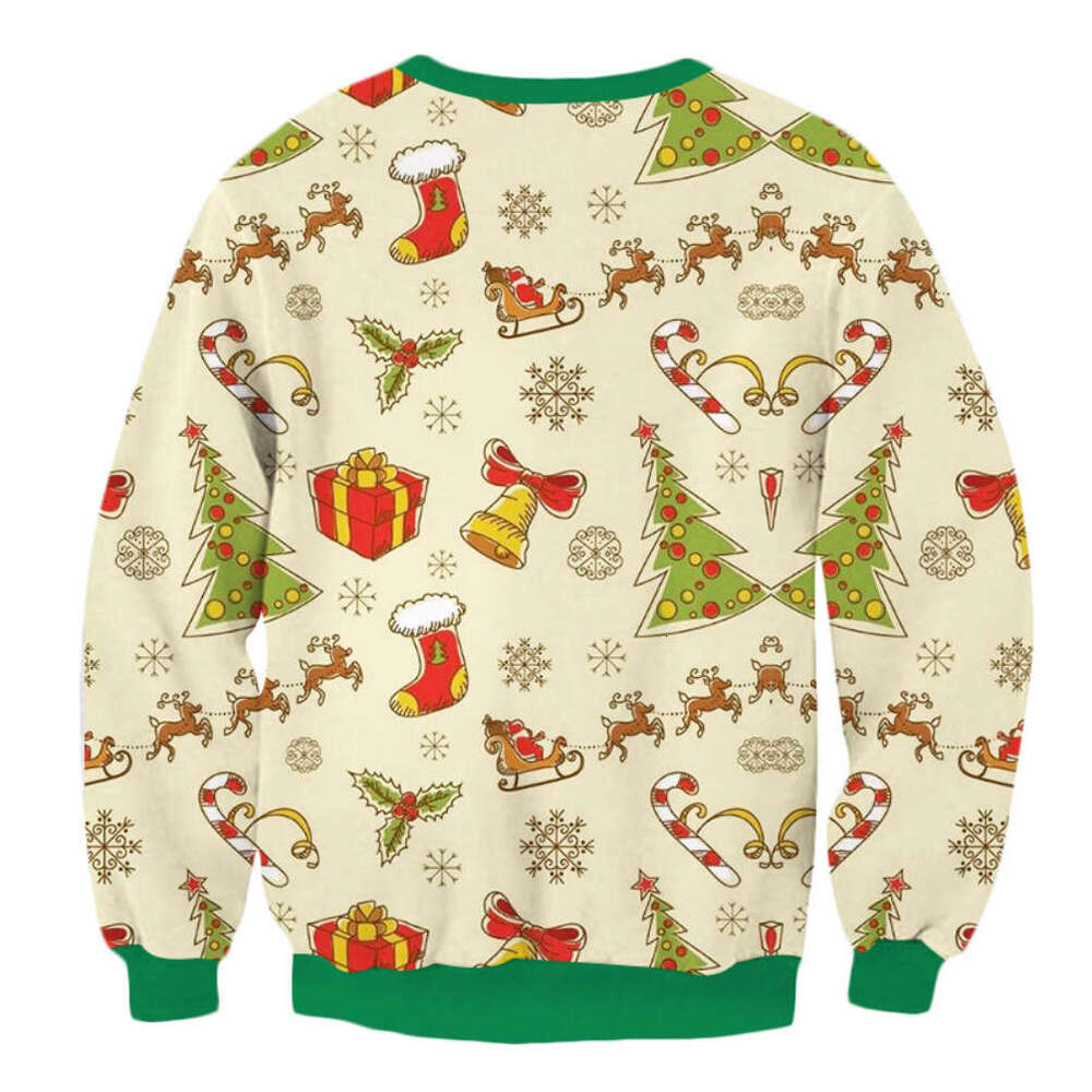 2024 autumn new Christmas 3D printed pullover for European and American men, round neck casual hoodie