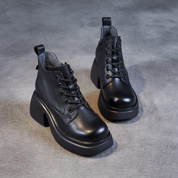 2024 Autumn/Winter New Thick soled Boots for , Fashionable and Versatile, Nordic Style Retro Single Boots with Velvet Increase for , Martin Boots for