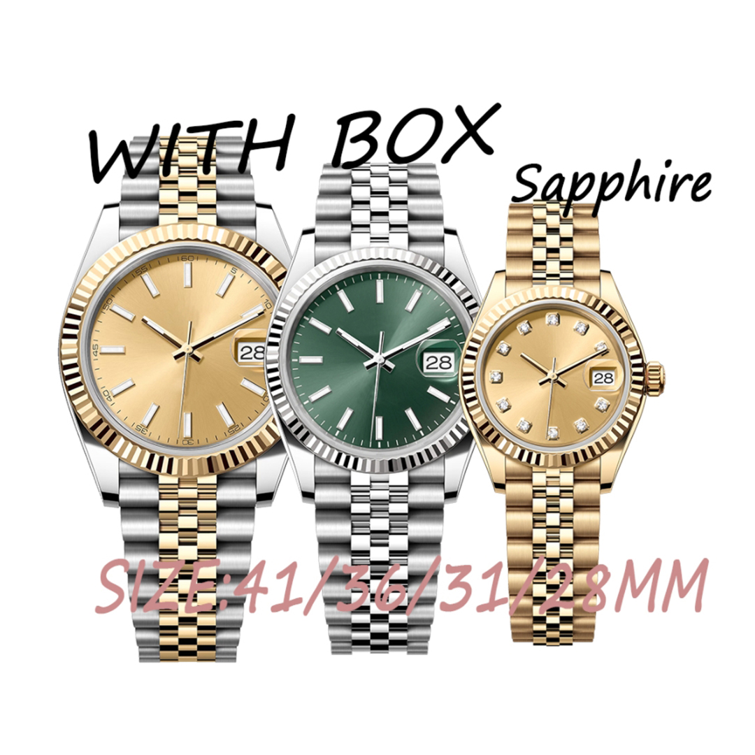 Luxury Mens Automatic Mechanical movement Watches 36/41MM Full Stainless steel Luminous Waterproof gold 28/31MM Women Watch Couples Style Classic Wristwatches