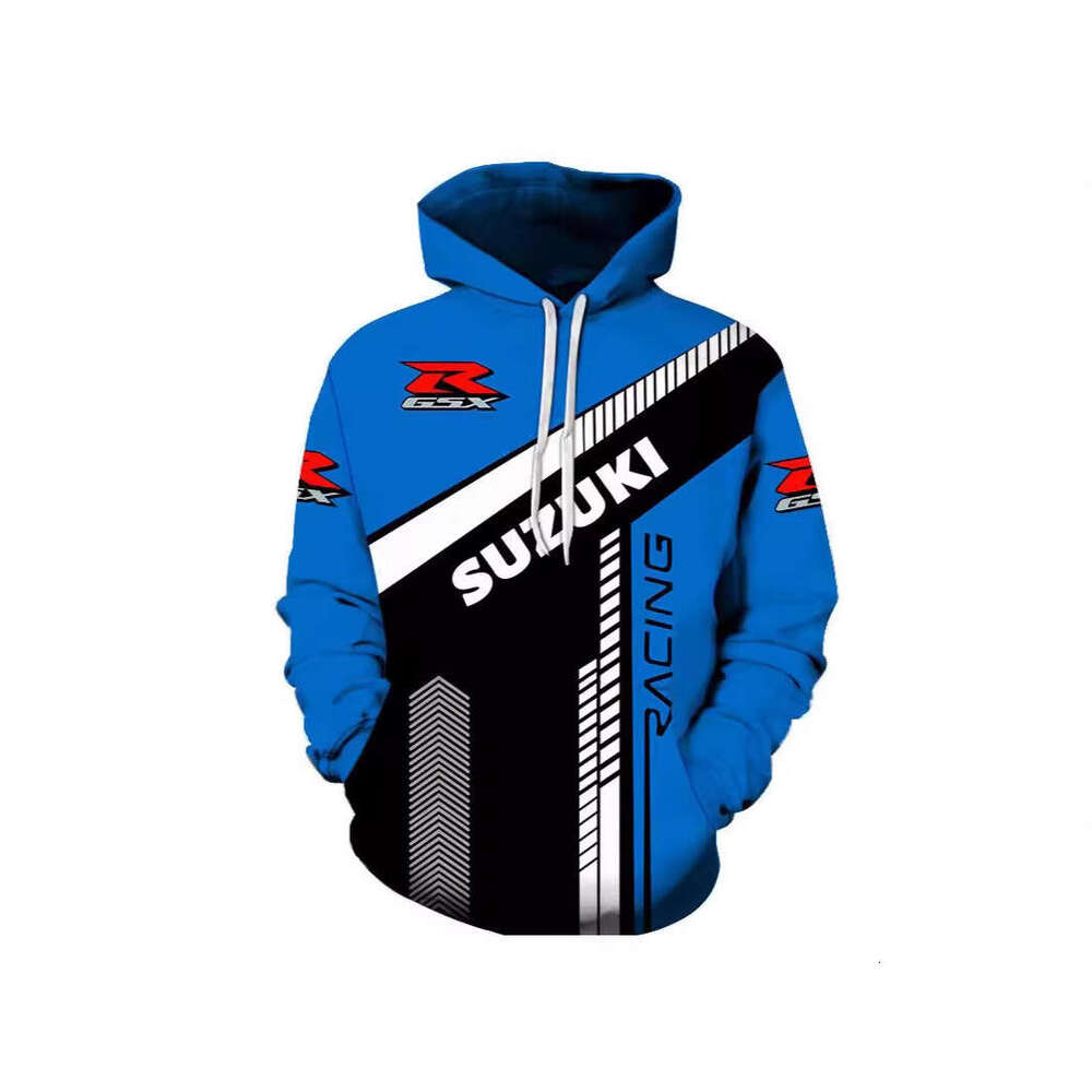 2024 Spring and Autumn New Casual 3D Digital Printed Hoodie Men's Street Motorcycle Round Neck Top