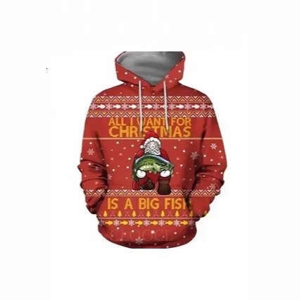 2024 new European American Christmas themed long sleeved hooded loose top men's and women's hoodies 3D printed