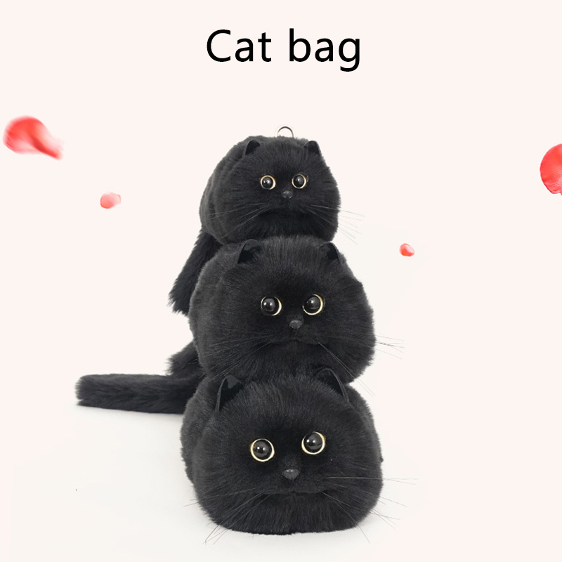 Free Shipping Mini Cute Black Cat High Quality Designer Leather Handbag Fashion Women's Crossbody Bag