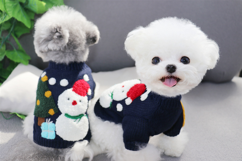 Update Charming Autumn/Winter Fleece Sweatshirt For Miniature Dogs - Festive Teddy Bear Printed Christmas Jumper