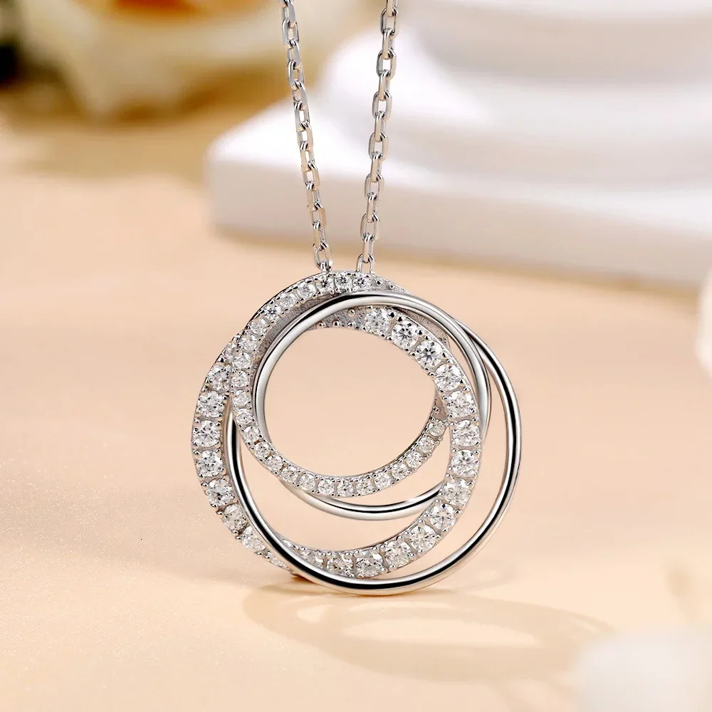 M-JAJA Womens Pendant Necklace D VVS1 18K White Gold Plated 925 Pure Silver Laboratory Diamond Chain Jewelry 241202