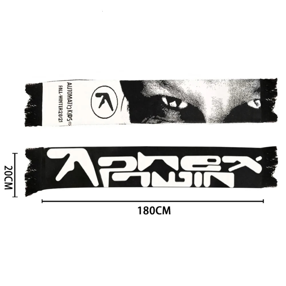 Punk Aphex Double Scarf Knitted Hip Hop Mens Street Clothing Harajuku Gothic Shawl Y2k Retro Warm Neutral Accessories Korean BF 241202