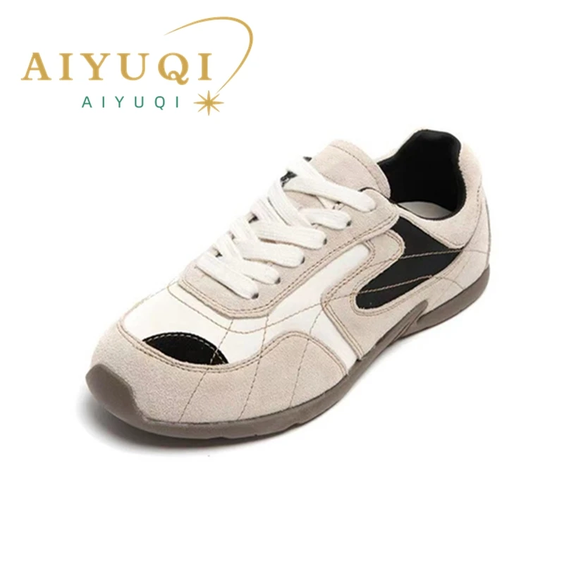 AIYUQI Women's Dexun Shoes Flat Sneakers Shoes Women Real Leather Color Matching Large Size Female Shoes