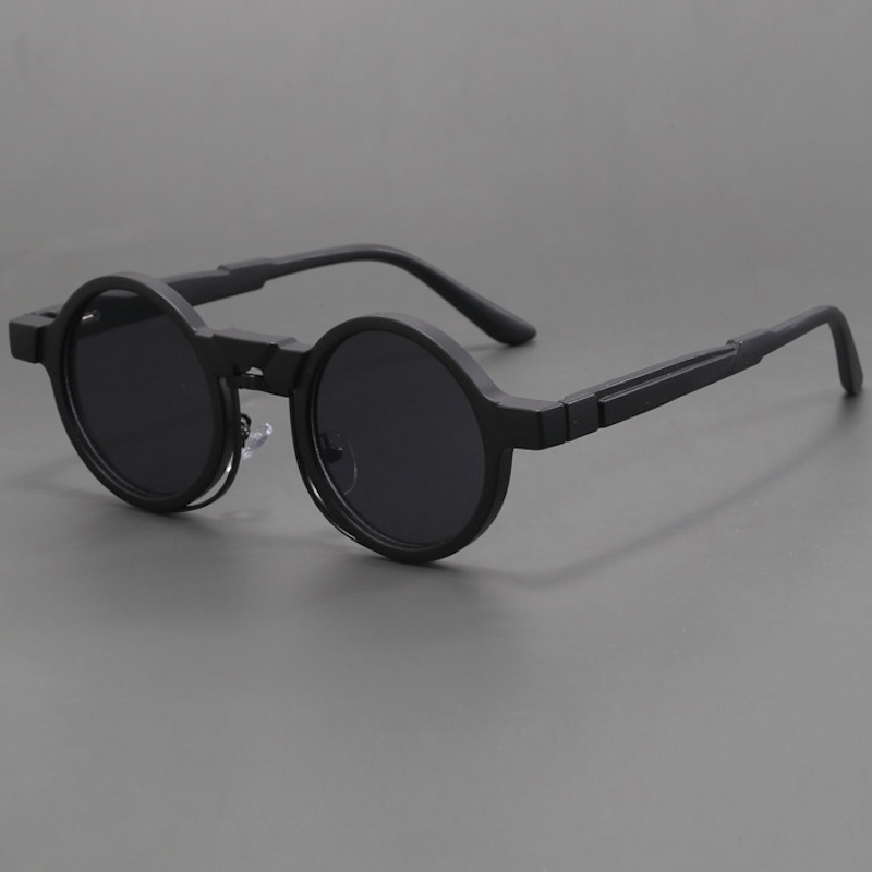 Steampunk Round Sunglasses Men Pilot Black Women Personalized Design Vintage Retro Rectangle Goggles Gothic Y2K Futuristic a Pilot with Cool Cyberpunk
