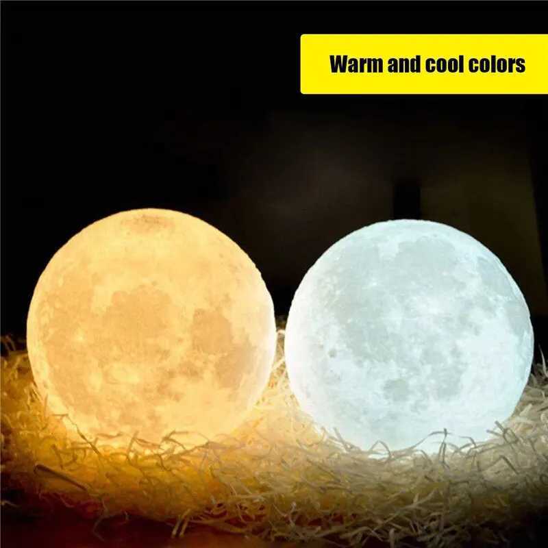 Lamps Shades LED Night Light Rechargeable 3D Print Moon Lamp Touch Moon Lamp Children Night Lamp Table Lamp Home Bedroom Decor Birthday Gifts H241203