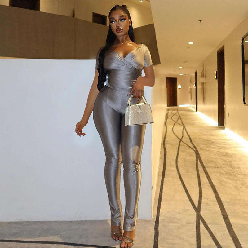 2024 fashion new sexy cinching low cut T-shirt high waist tight fitting hip lifting casual sports set