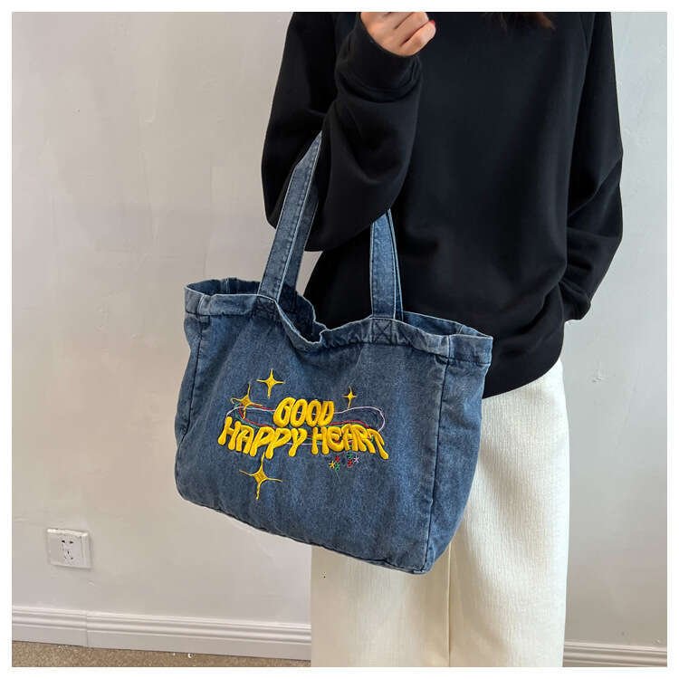 New large capacity denim shoulder bag, student canvas backpack, women's crossbody bag, handbag