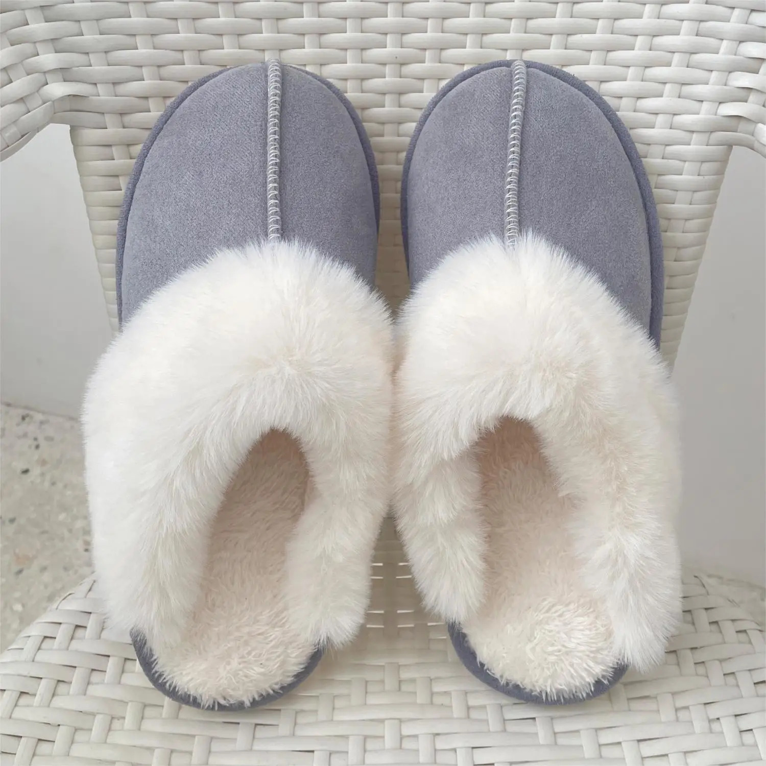 2024 autumn and winter plush home cotton slippers high-end couple senior shoes large womens shoes 241203