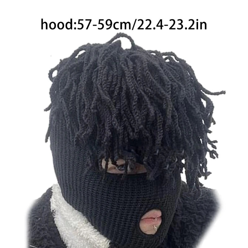 Knitted full face Balaclava hiking scarf devil horn Balaclava skiing Halloween hat 241202