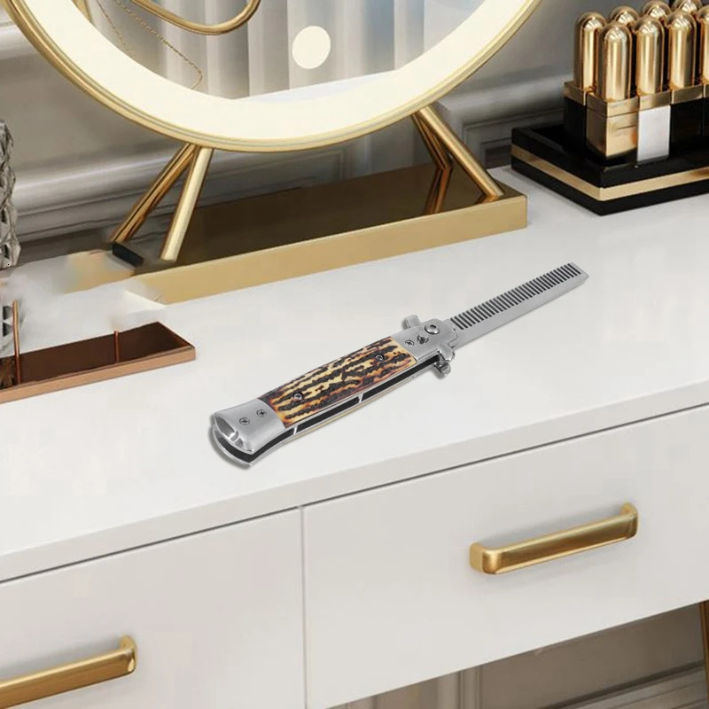 1 piece of automatic stainless steel comb folding knife brush hair trimmer accessories butterfly mens pocket X251110