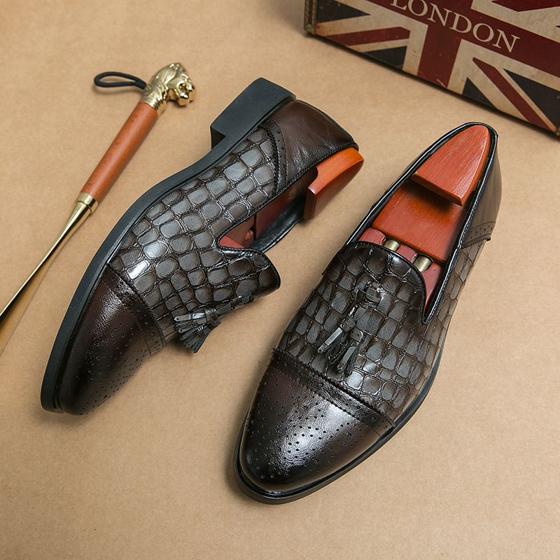 Leather New Designer Men's Dress Formal Casual Business Stylist Wedding Loafers Moccasins Italian Male Oxfords Man Shoes for Men 5ec5