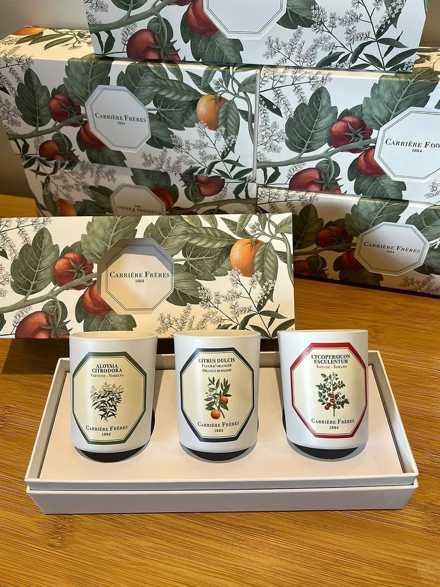 Carriere Freres Incense Candle Set 70g*3 Verveine Verbena Orange Blossom Tomate Tomato Birthday gift Candles