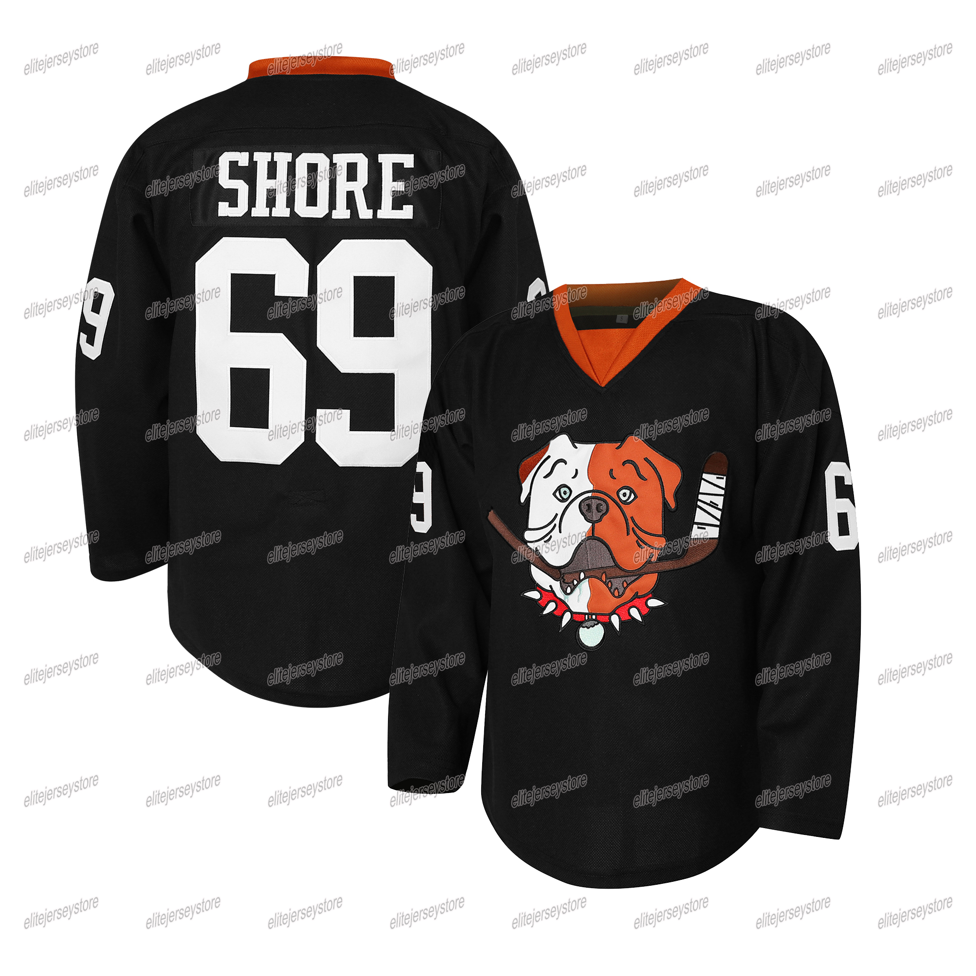 In stock Shore 69 Black Sudbury Bulldogss Hockey Jersey Red Black Blue Christmas Gift 100% Stitched Fast Shipping
