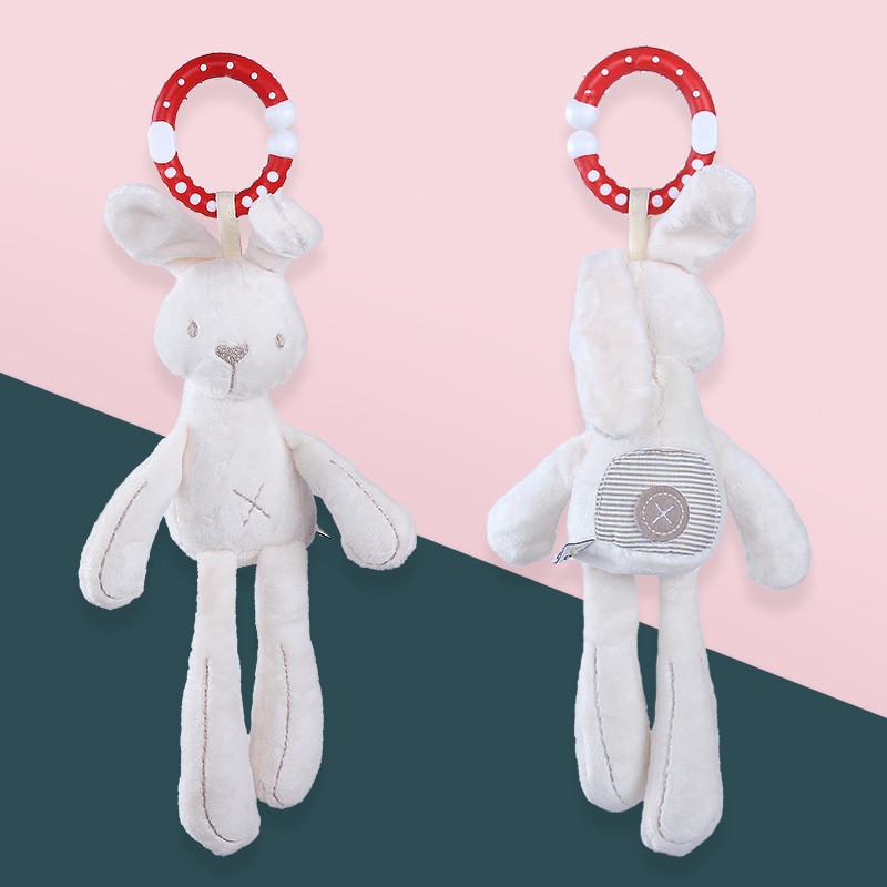 28cm Cute Baby Crib Windbell Rabbit Bear hanging Ringer Bed Comforting Doll Early Education New Born Mobiles Toy Wholesale