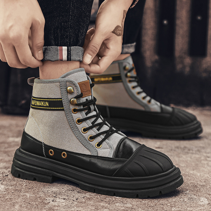 canvas New shoes Men's high top labor protection wear resistant Martin Breathable site outdoor work boots 8979