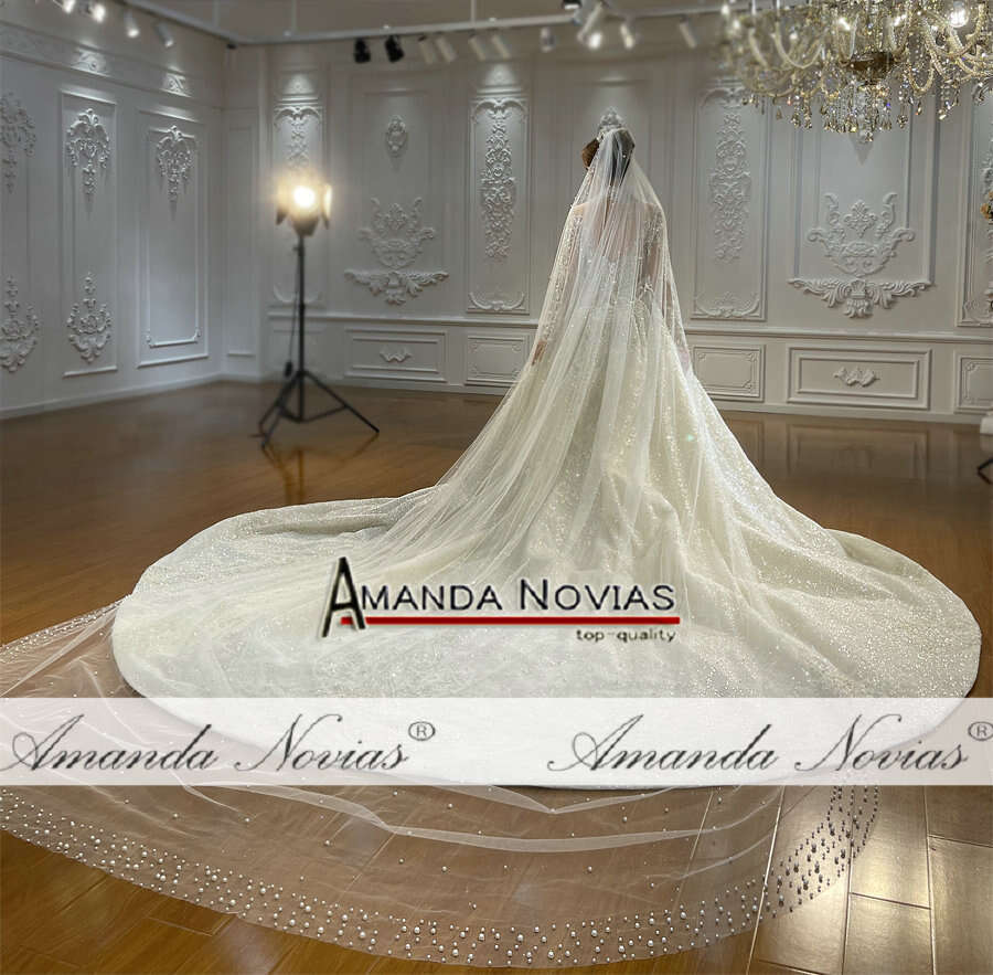 Customized High Neck Full Lace Cover 2 in 1 Wedding Dress Muslim