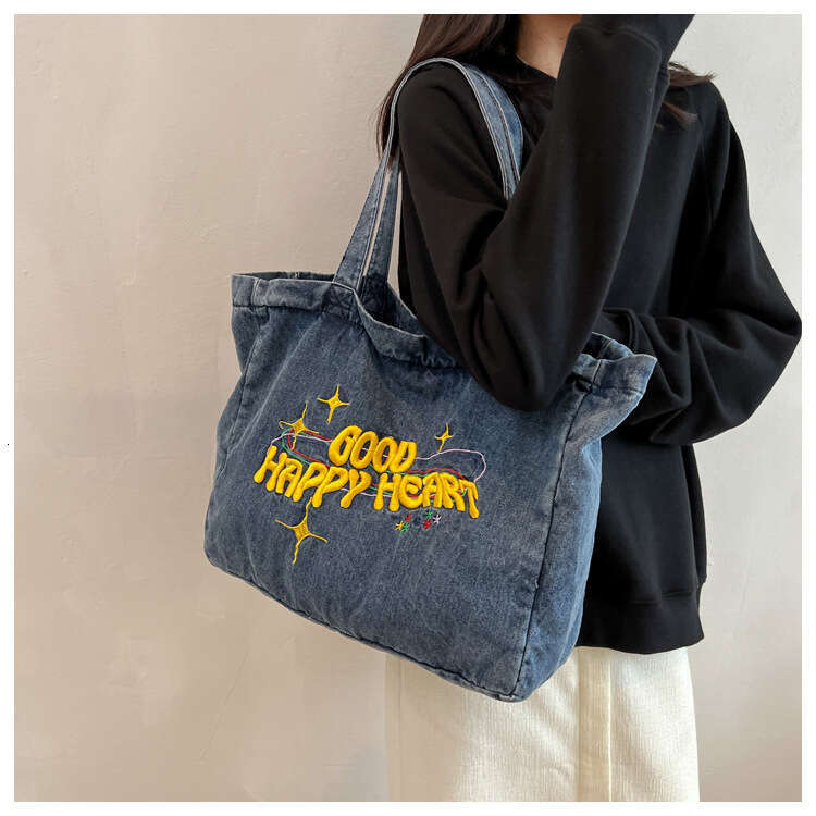 New large capacity denim shoulder bag, student canvas backpack, women's crossbody bag, handbag