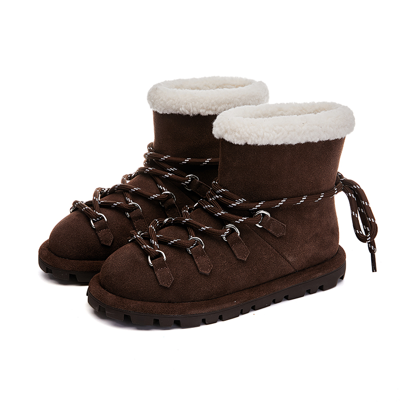 AIYUQI Flat Snow Boots Non-slip Women's Winter Shoes Large Size Women's Ankle Boots