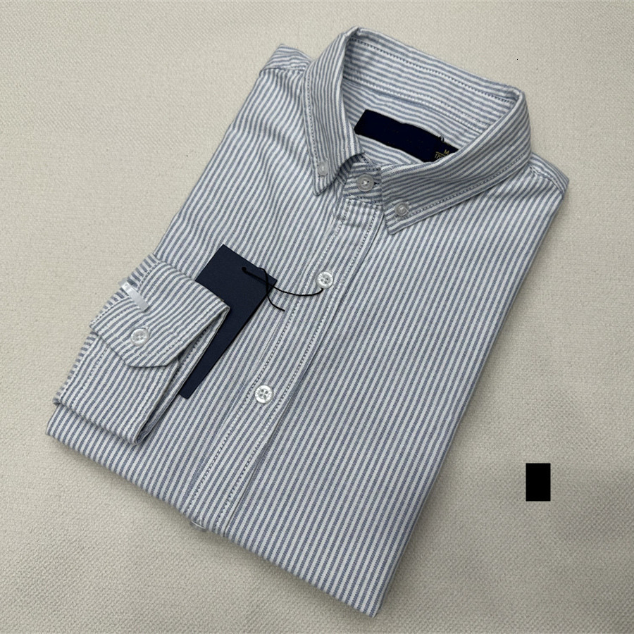 Men Casual Stripe Oxford Fabric Long Sleeve Comfortable Business Dress Shirts Spring Autumn
