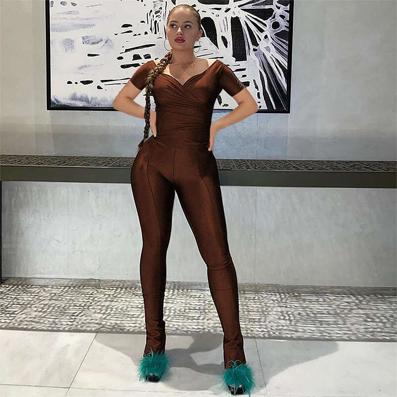 2024 fashion new sexy cinching low cut T-shirt high waist tight fitting hip lifting casual sports set