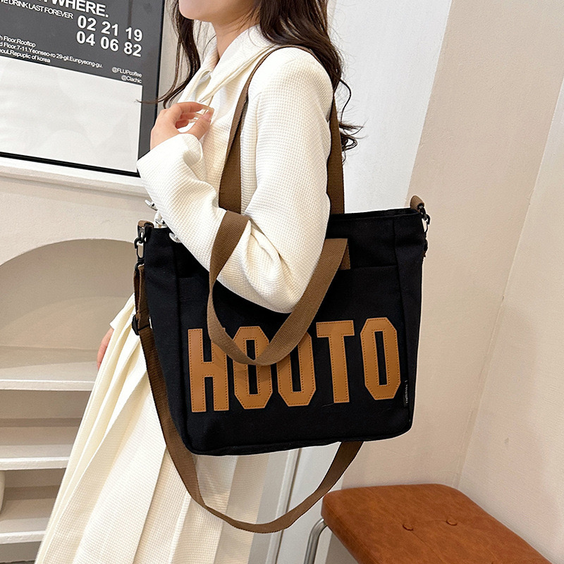 2025 new Letter canvas female students, large capacity crossbody going out, tote for commuting to work, handbag, shoulder bag zhanyishengli