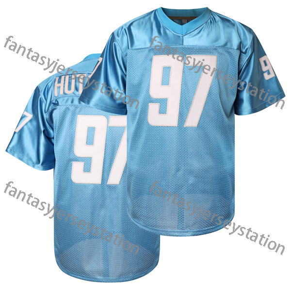 #16 Goff 14 St. Brown 26 Gibbs 5 Montgomery 97 H u t c h i n s o n Polyester Embroidered Football Jersey, Sports Fan V-Neck Shirt, Breathable Athletic
