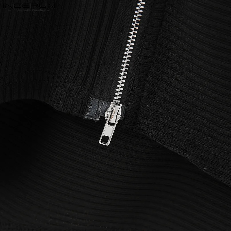 INCERUN Mens Cloak Coat Solid Color Turtle Neck Zipper Street Clothing Irregular Raincoat Fashion Casual Mens Long Trench S-5XL 241203