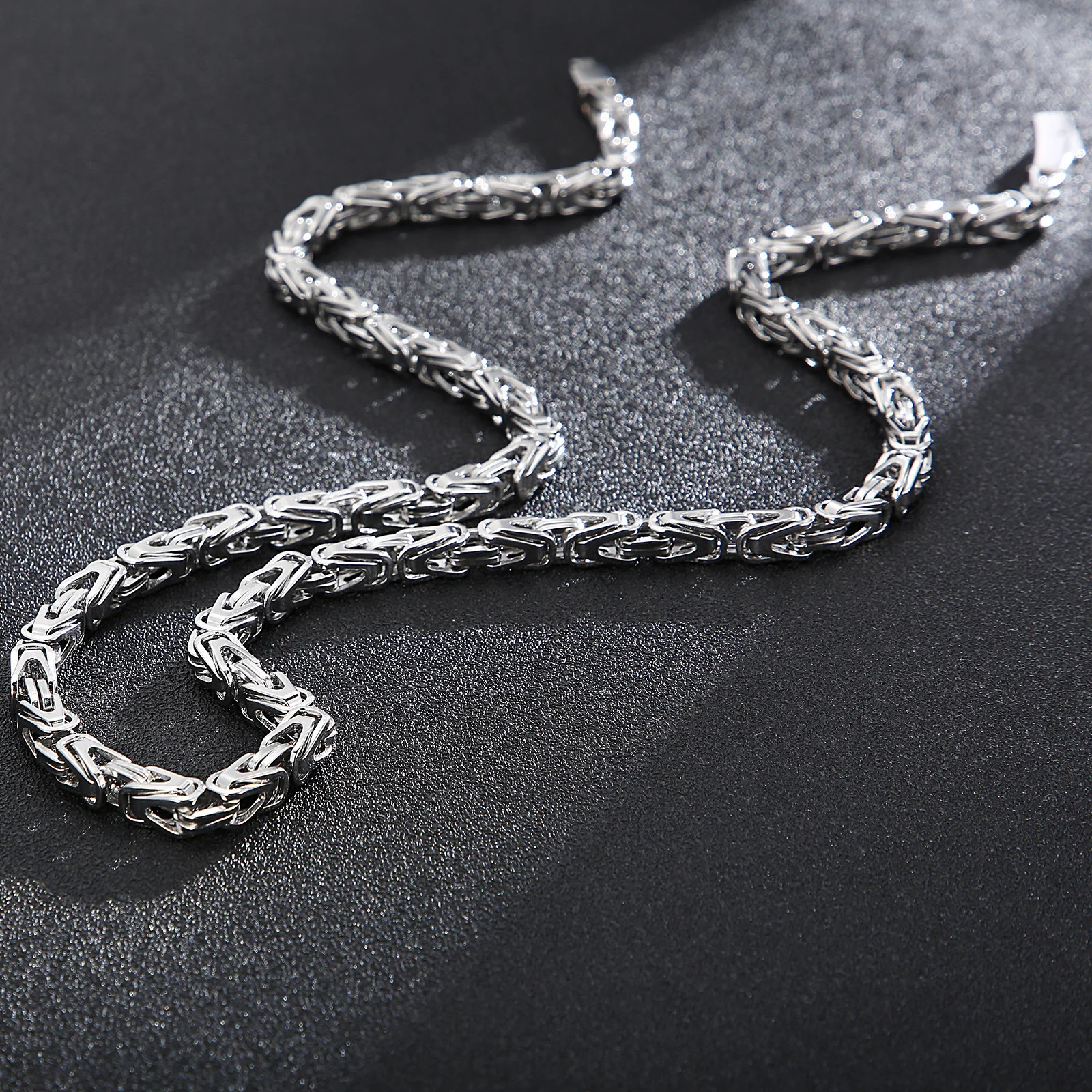 Fongten 65cm Byzantine Chain Necklace Mens Stainless Steel Square Chain Necklace Multi Color Jewelry 241202