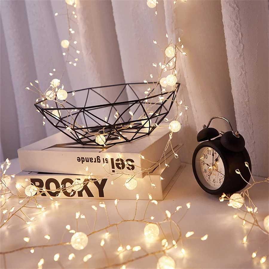 8 Modes Crystal Crack Ball Fairy String Lights Outdoor 6M 400LEDs Christmas Garlands Firecrackers Lights for Garden Party Decor Z241203