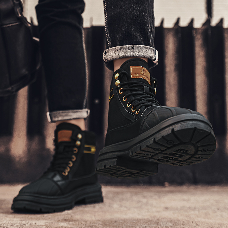 canvas New shoes Men's high top labor protection wear resistant Martin Breathable site outdoor work boots 8979