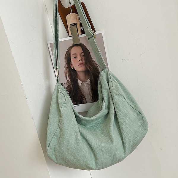 Canvas bag for female college students Simple messenger bag for class Literature messenger bag Large capacity versatile shoulder bag for female 241203