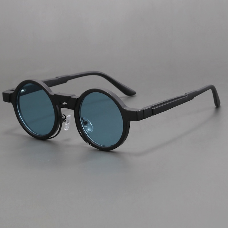 Steampunk Round Sunglasses Men Pilot Black Women Personalized Design Vintage Retro Rectangle Goggles Gothic Y2K Futuristic a Pilot with Cool Cyberpunk