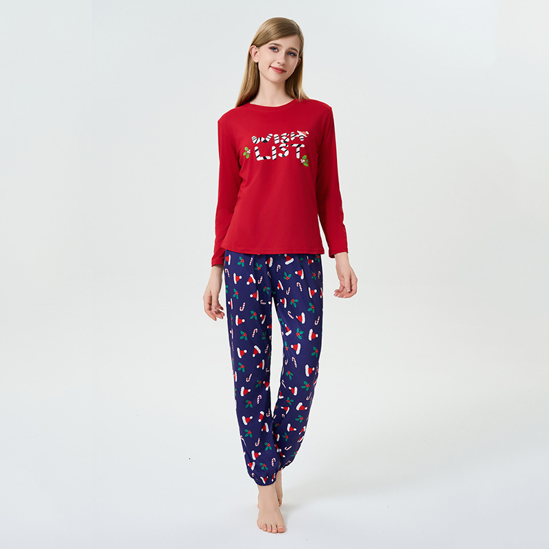 Christmas printed suit set designer women's elastic long sleeved round neck home