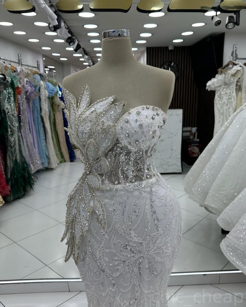 Ivory Mermaid Prom Dresses 2024 Florals Crystals Sequined Evening Formal Party Second Birthday Engagement Gowns Plus Size Dress For Special Occasions